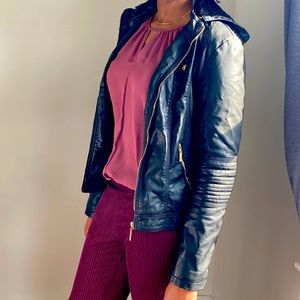 LA Coalition Black Faux Leather Jacket Size M/L